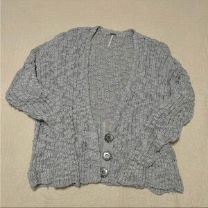 Free People Gray Cardigan Sweater with Chunky Knit